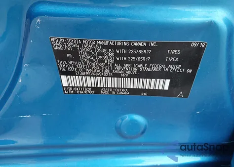 2018 Toyota Rav4 Le из США, поврежденный, VIN 2T3BFREVXJW840218